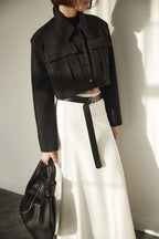 Black rozie crop wool jacket