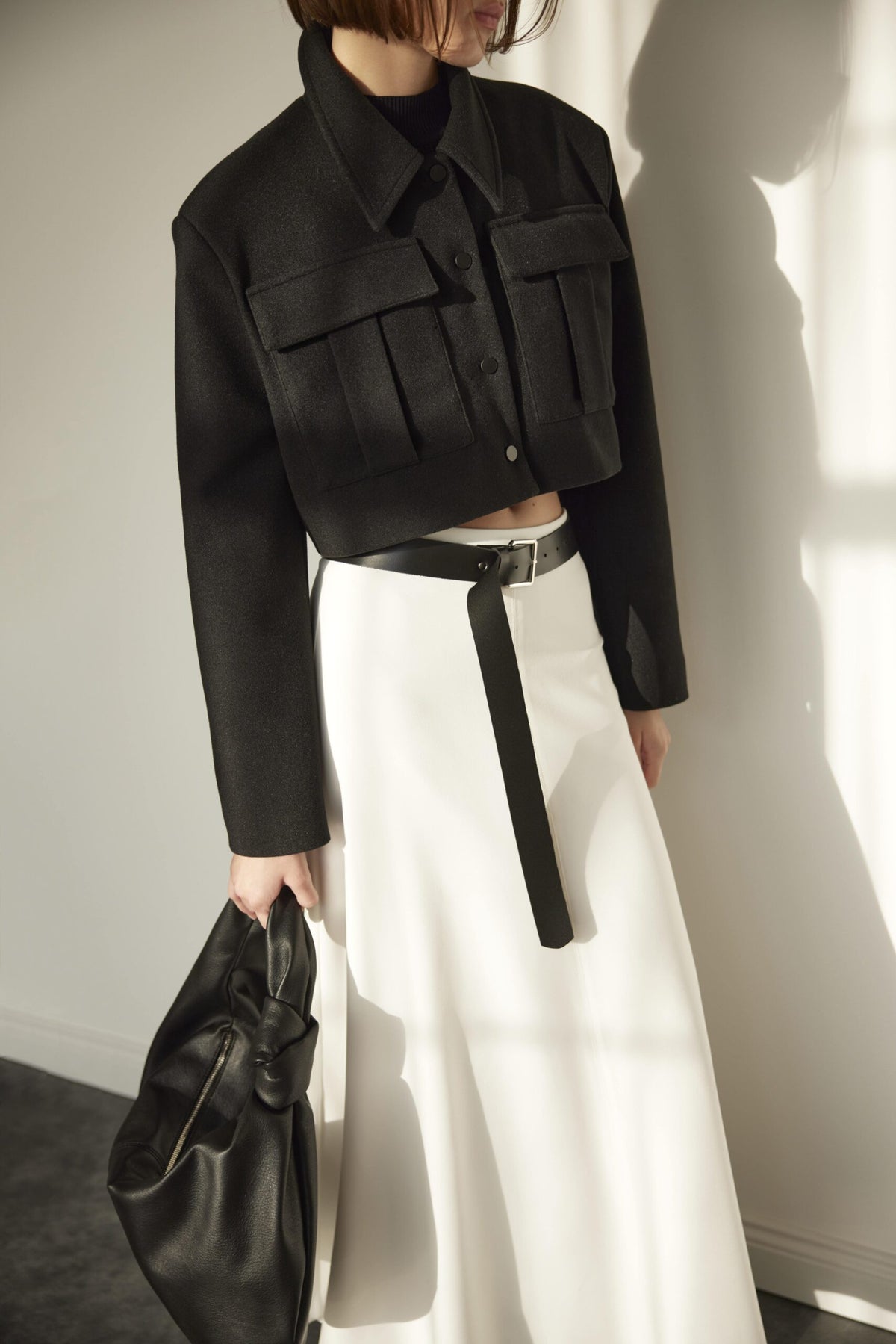 Black rozie crop wool jacket