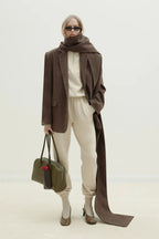 Beige roux zippered vest tracksuit