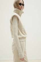 Beige roux zippered vest tracksuit