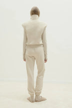 Beige roux zippered vest tracksuit