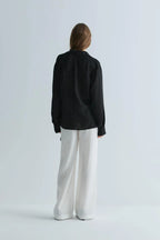 Black lino tied linen shirt