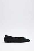 Black suede bow flats