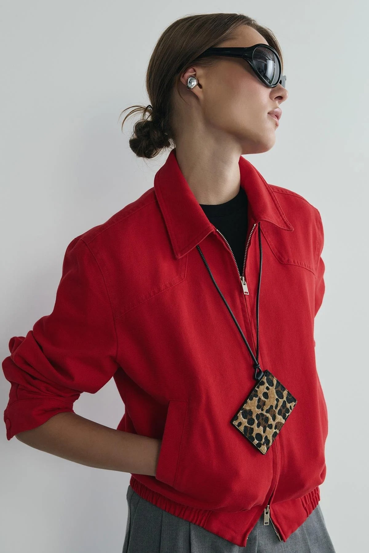 Brown lue leopard mirrored card holder