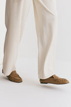Caramel ruched loafers
