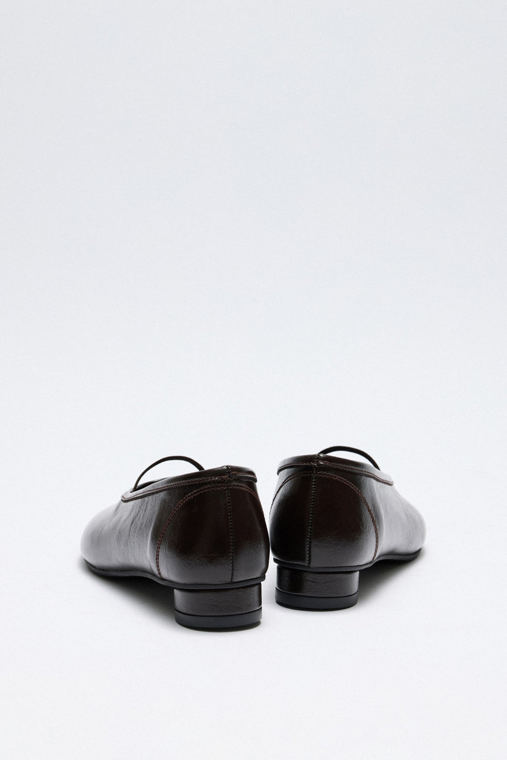 Dark brown low-heel strap flats