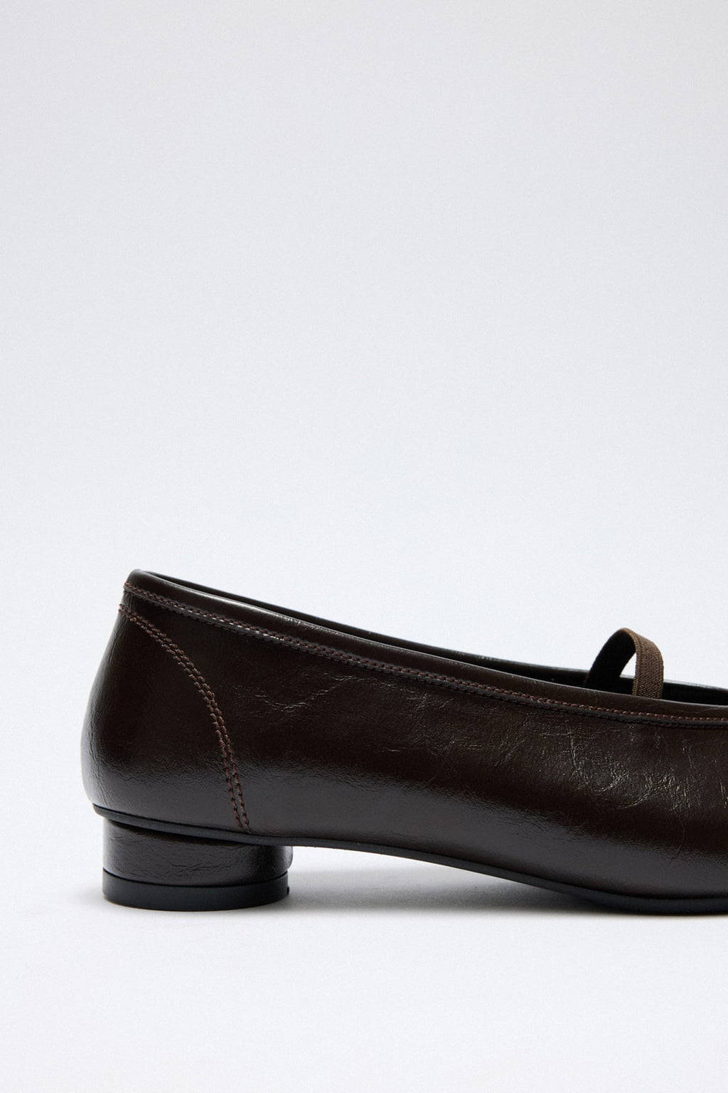 Dark brown low-heel strap flats
