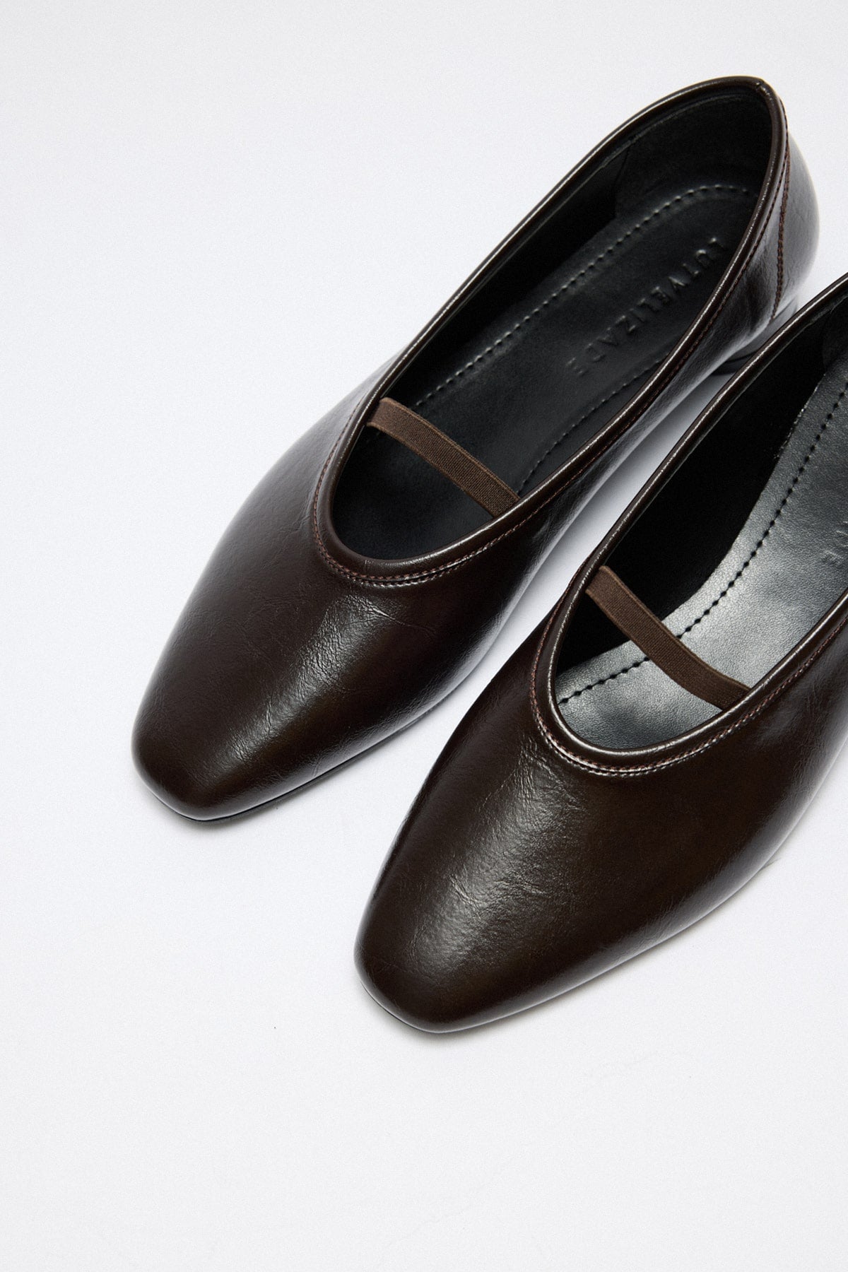 Dark brown low-heel strap flats