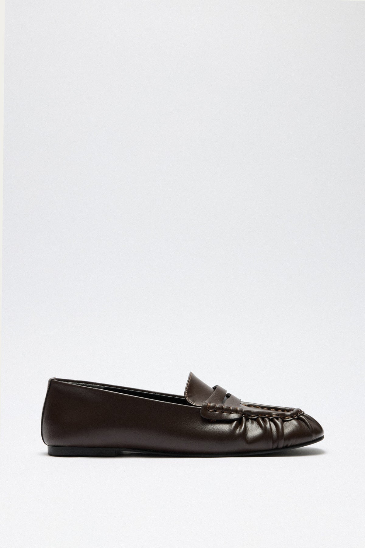 Dark brown ruched loafers
