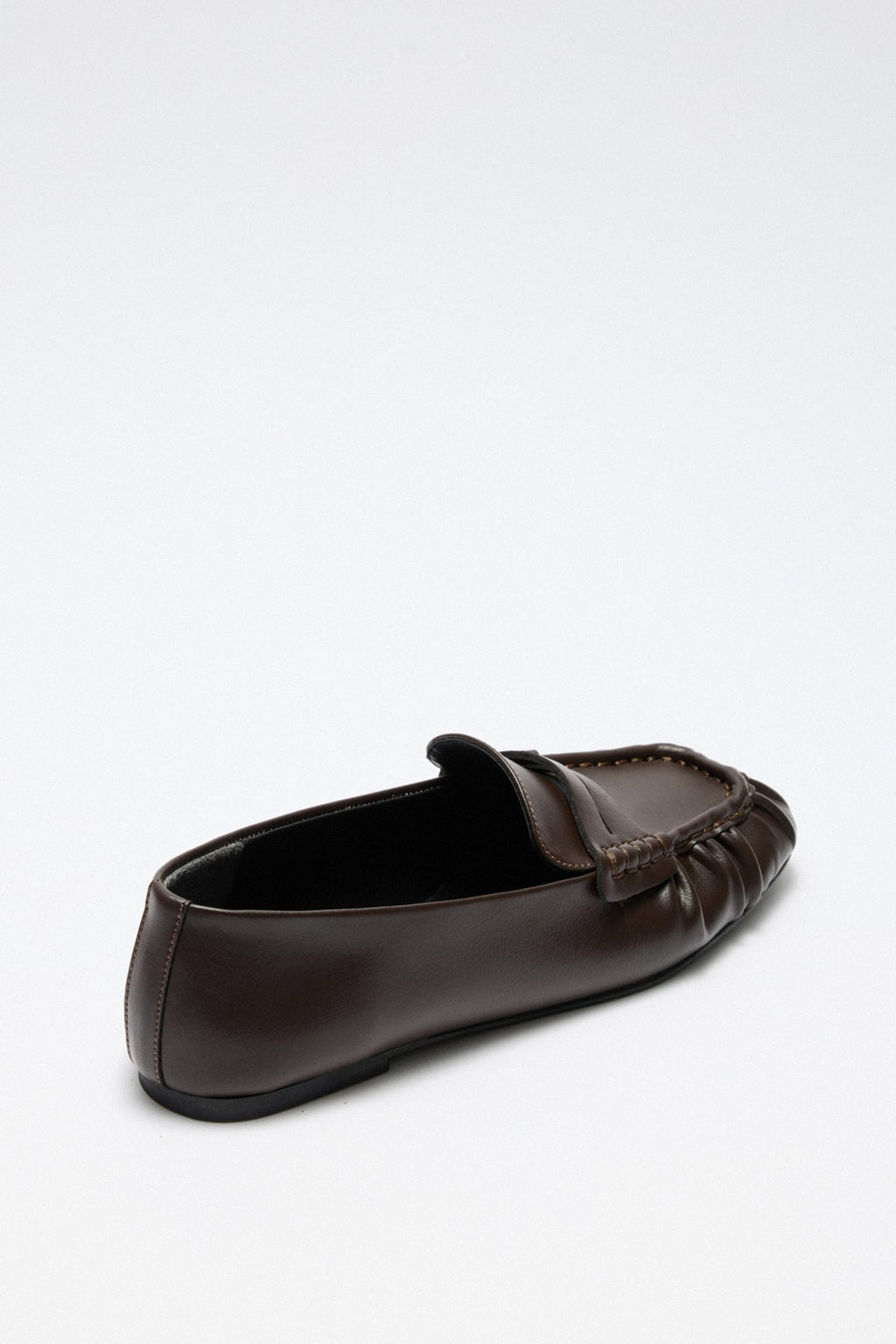 Dark brown ruched loafers