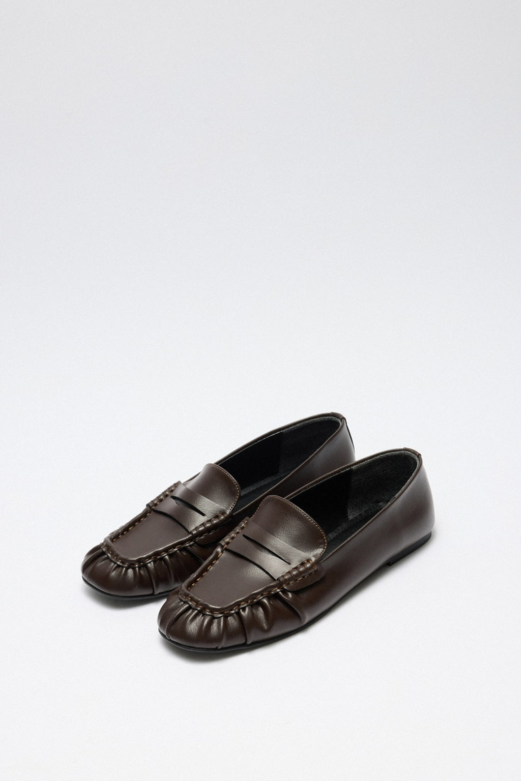 Dark brown ruched loafers