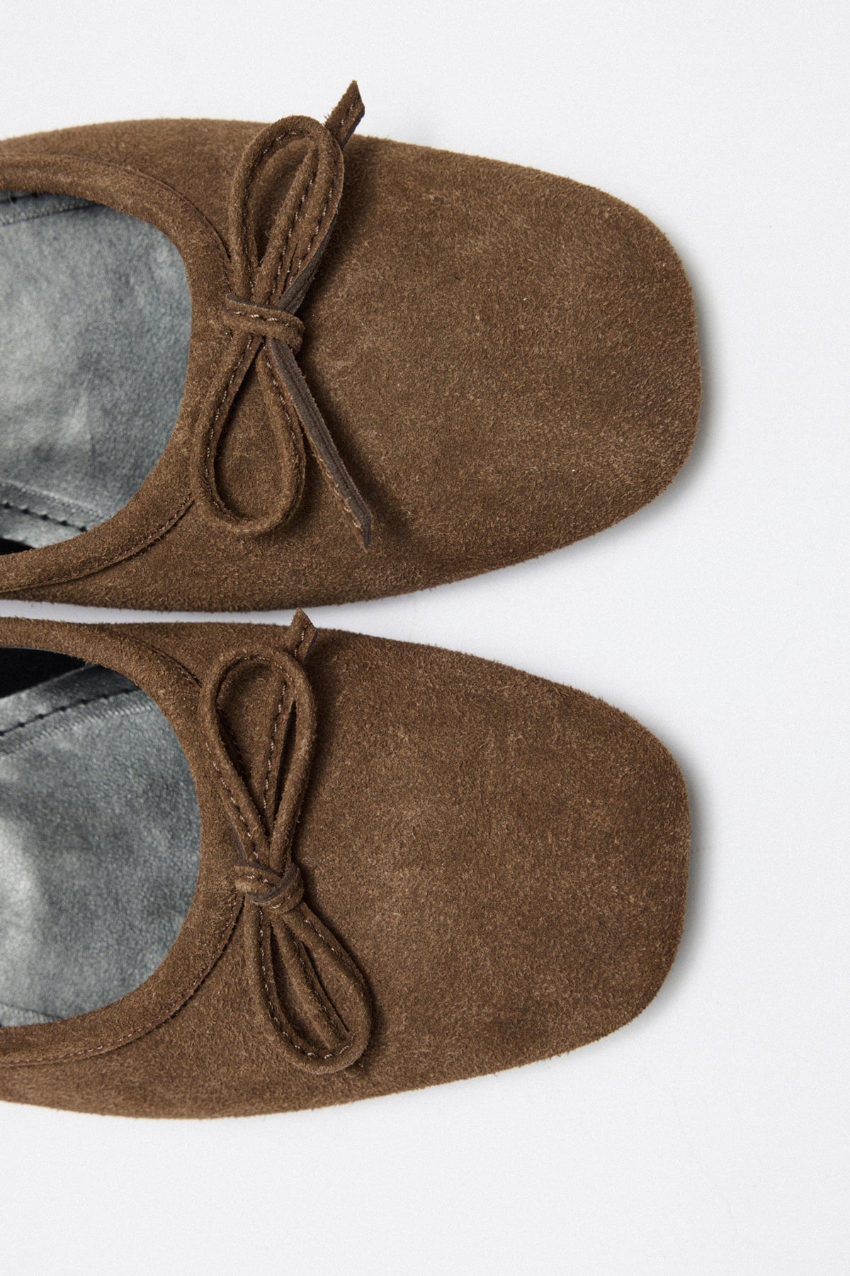 Dark brown suede bow flats