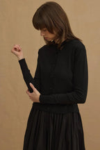 Black slim top and buttoned cardigan (2 Pieces)