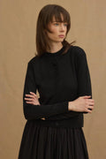 Black slim top and buttoned cardigan (2 Pieces)