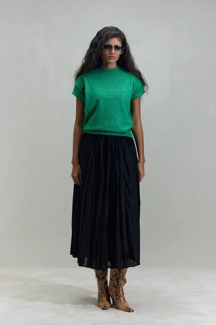 Green robe short-sleeved knitwear t-shirt