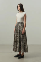 Leopard Flared Jean Skirt