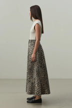 Leopard Flared Jean Skirt