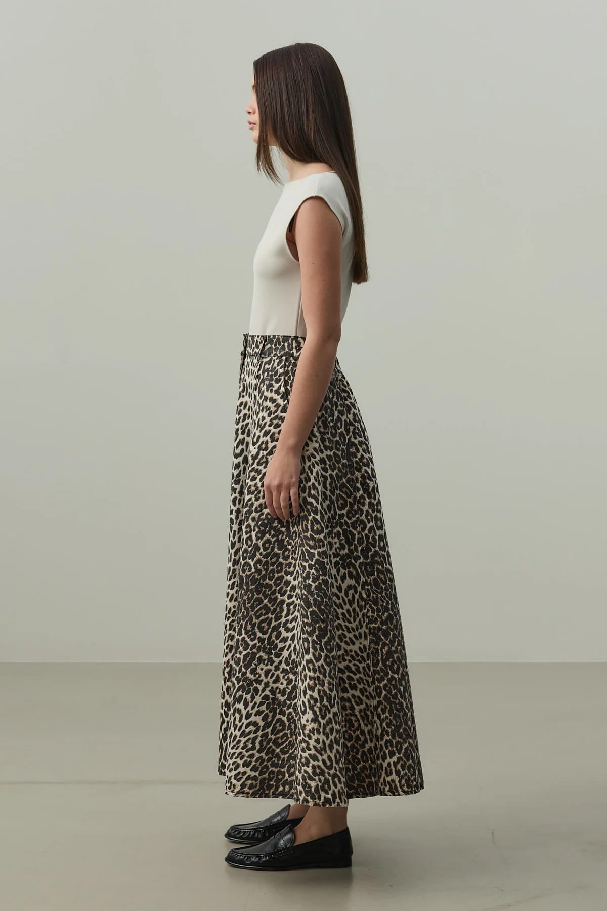 Leopard Flared Jean Skirt