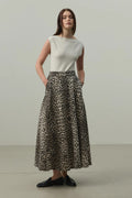Leopard Flared Jean Skirt