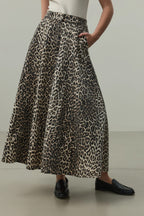 Leopard Flared Jean Skirt