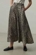 Leopard Flared Jean Skirt