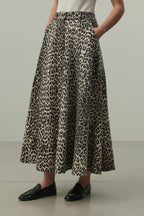 Leopard Flared Jean Skirt
