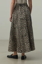 Leopard Flared Jean Skirt