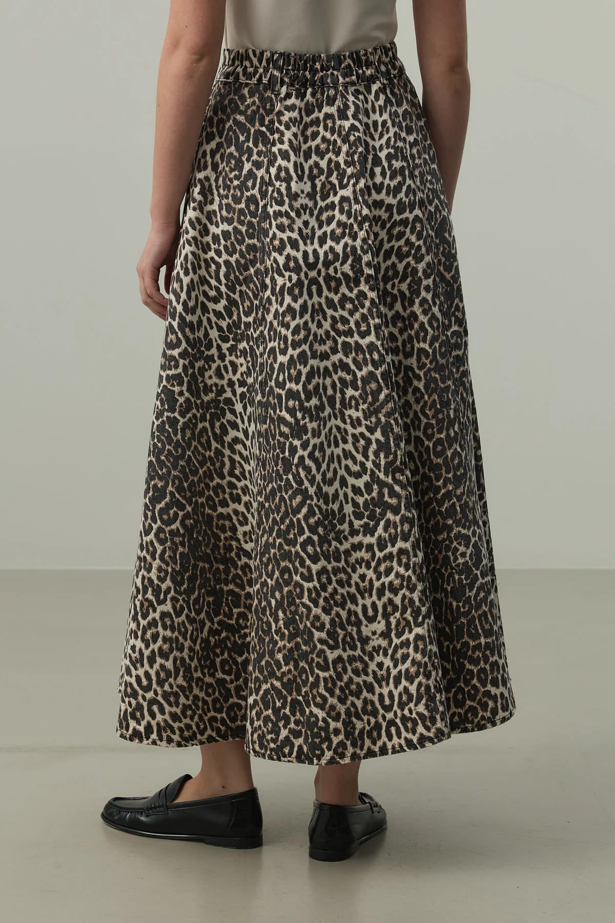 Leopard Flared Jean Skirt