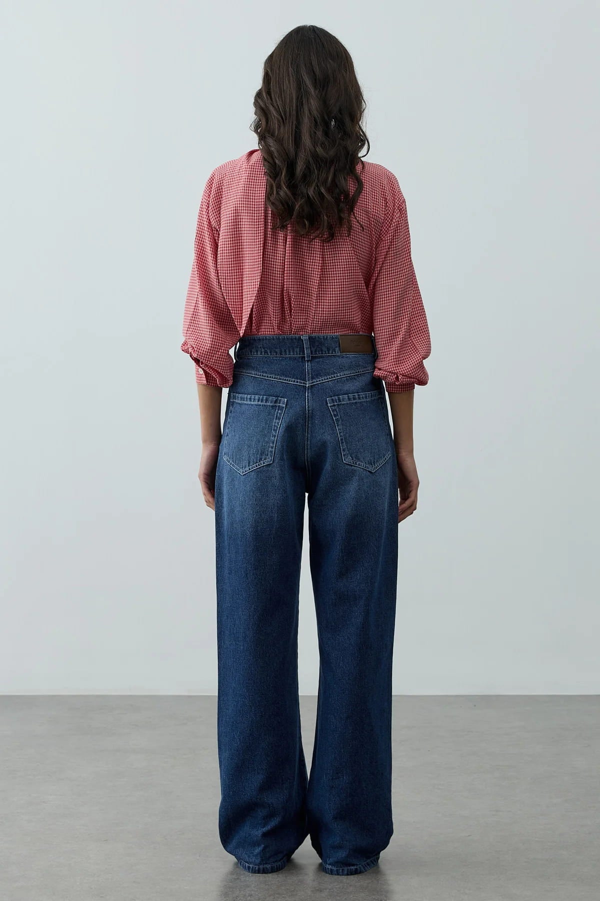 Navy High-Waist Straight Jeans