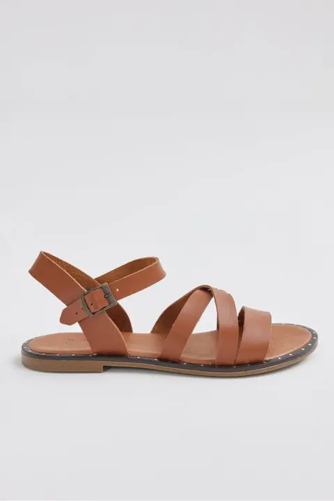 Tan double strap sandals kan store