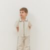 Piping linen suit beige