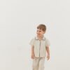 Piping linen suit beige