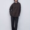 Hooded knitwear sweater brown