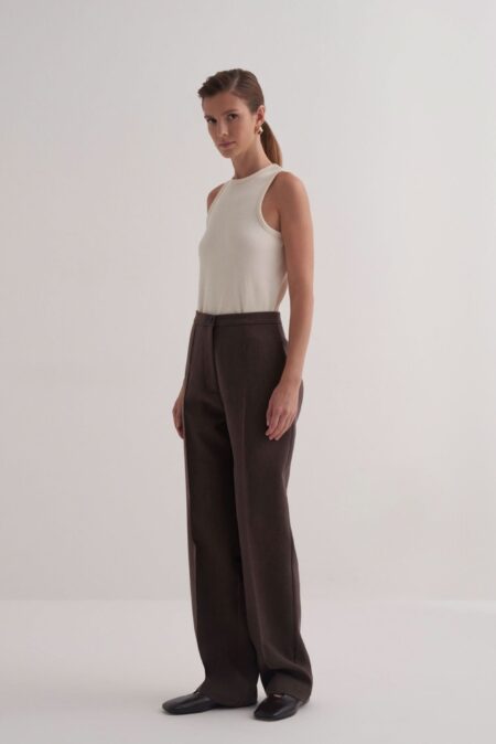 Brown straight fit trousers