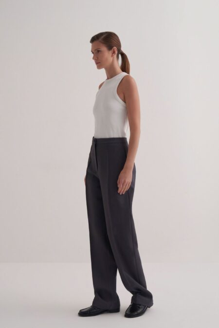 Anthracite straight fit trousers