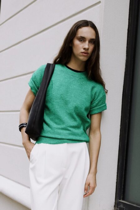 Green robe short-sleeved knitwear t-shirt