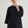navy-blue-interlock-tie-front-tunic-KANStore Navy blue interlock tie-front tunic