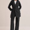 Black organic cotton short kimono suit