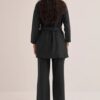 Black organic cotton short kimono suit