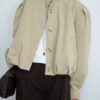 Beige khole high collar puffer jacket