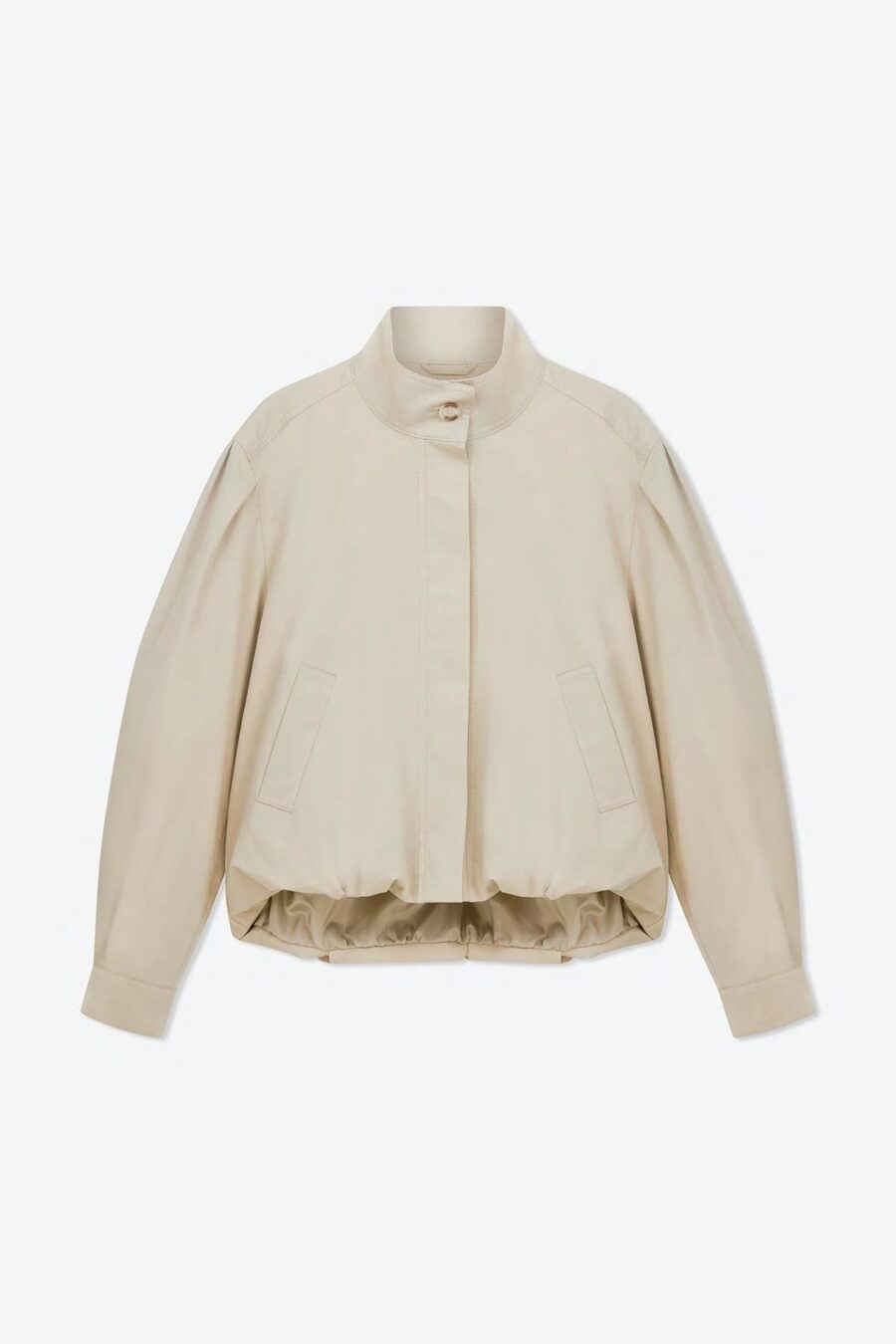 Beige khole high collar puffer jacket