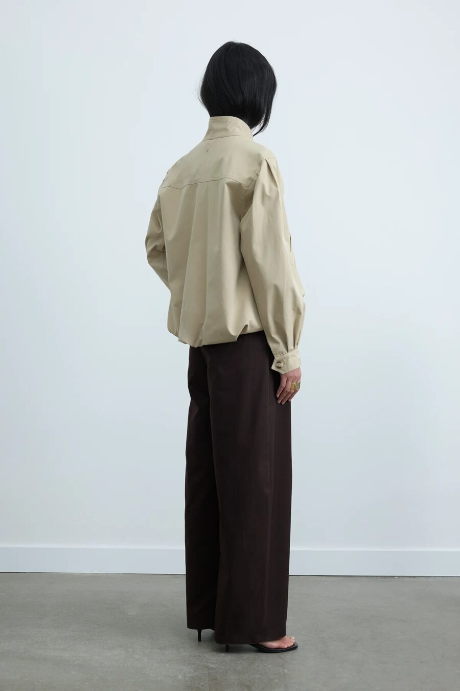 Beige khole high collar puffer jacket