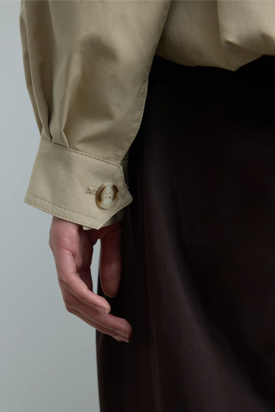 Beige khole high collar puffer jacket