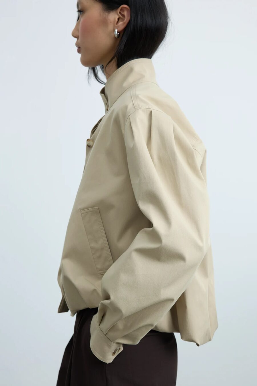Beige khole high collar puffer jacket