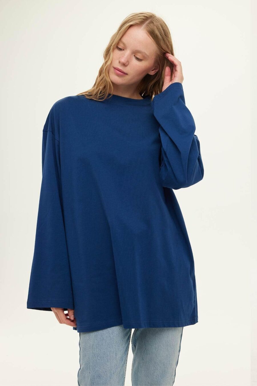 Wide sleeve oversize t-shirt indigo