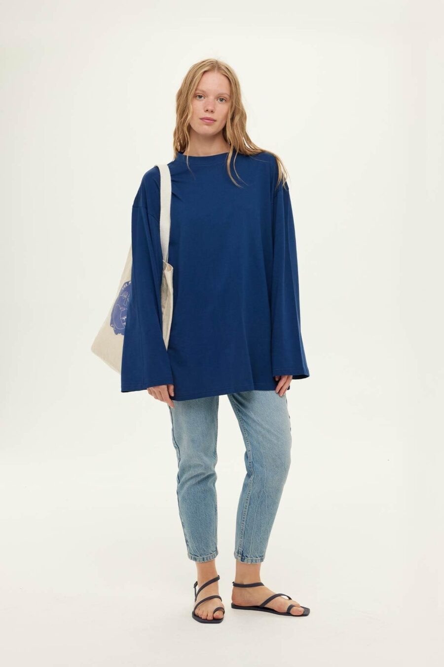 Wide sleeve oversize t-shirt indigo