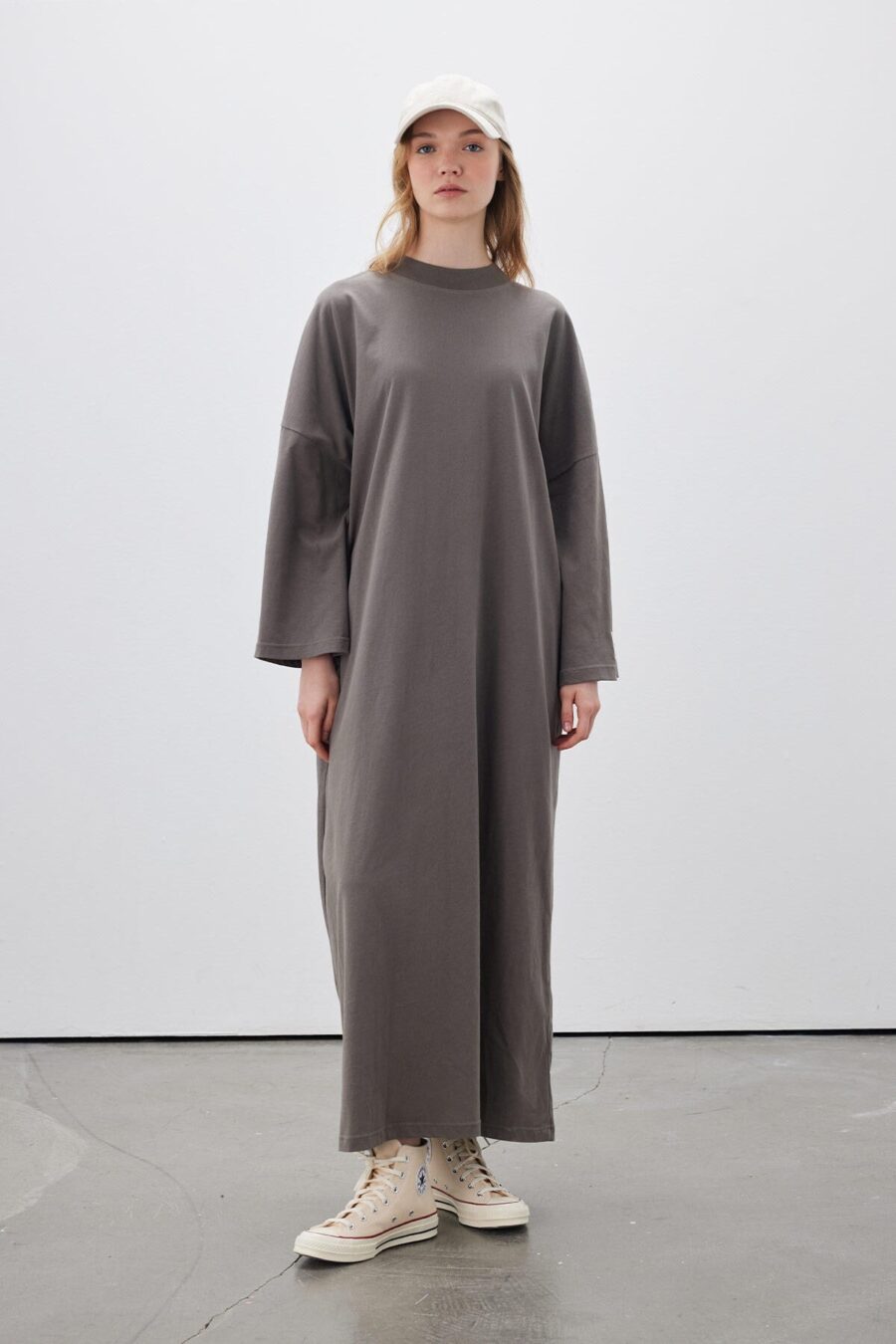 Oversize long comfortable dress anthracite