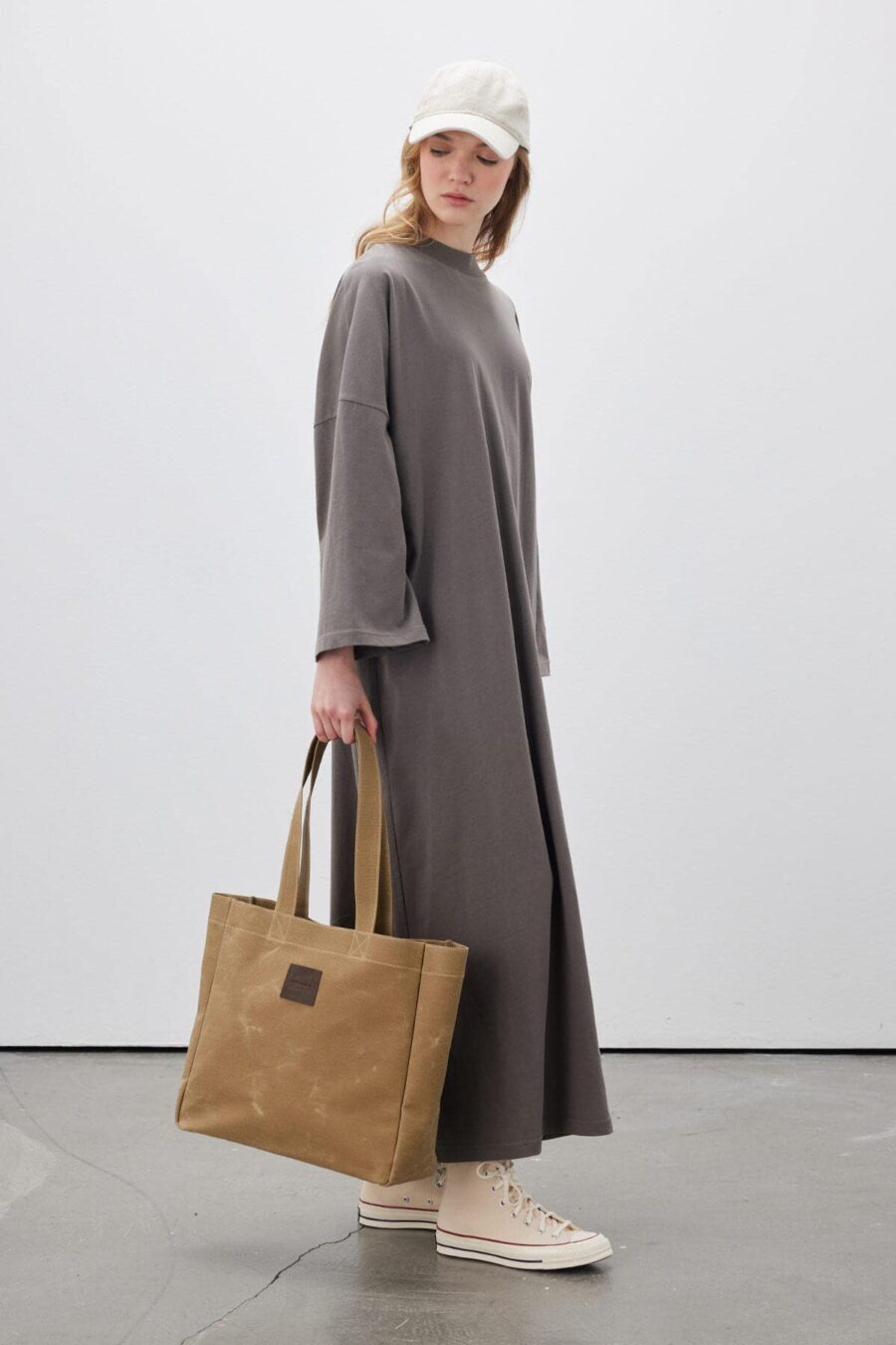 Oversize long comfortable dress anthracite