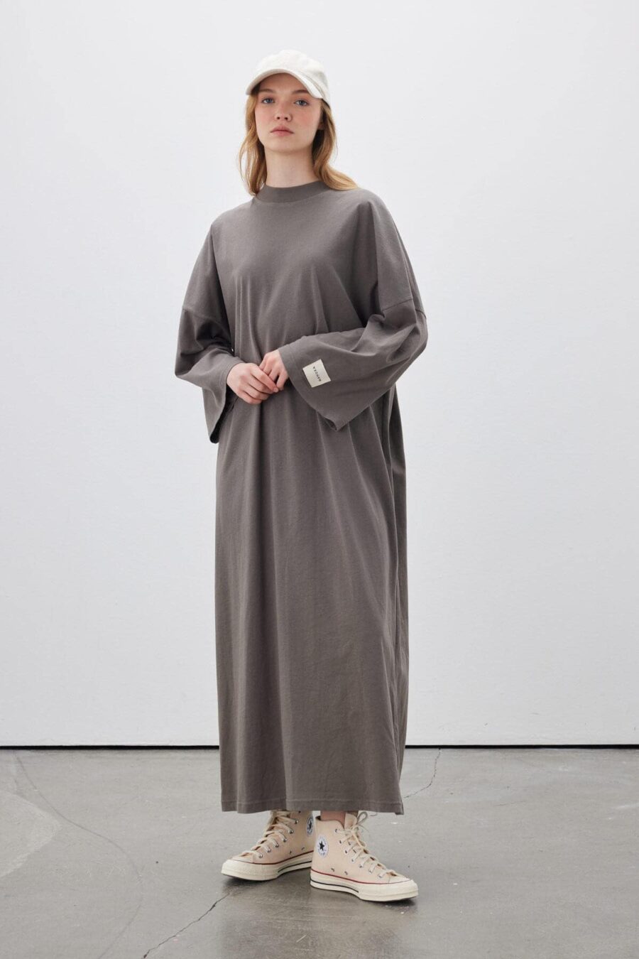 Oversize long comfortable dress anthracite