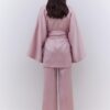 Satin belted kimono powder pink
